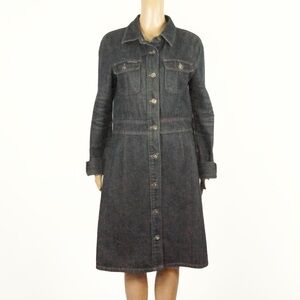 Vintage Y2K 2000s Dkny Denim Jean Button Up Trench Coat Jacket